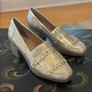 Metallic Gold Franco Sarto loafer pump.